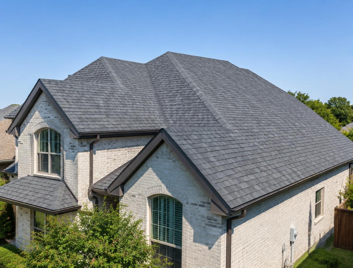 Illustrative shingle roof on a North Texas brick home
